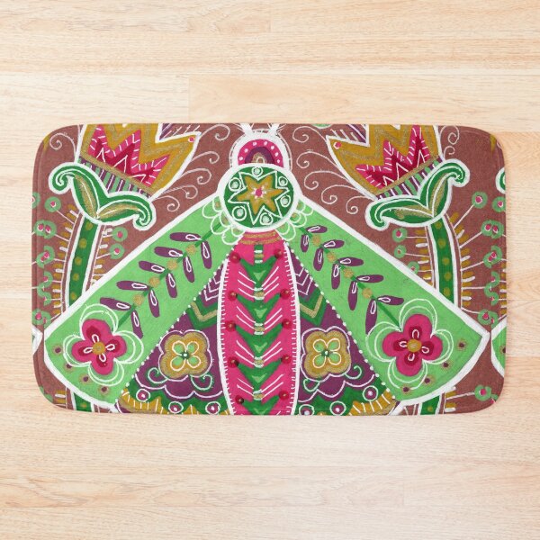 Item preview, Pink and Green Folk Art Moth with Tulips designed and sold by Fani*.