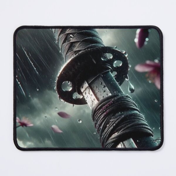 Item preview, Japanese Katana Sword in Rain with Cherry Blossom Sakura designed and sold by LYAN-STORE.
