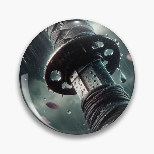 Item preview, Japanese Katana Sword in Rain with Cherry Blossom Sakura designed and sold by LYAN-STORE.