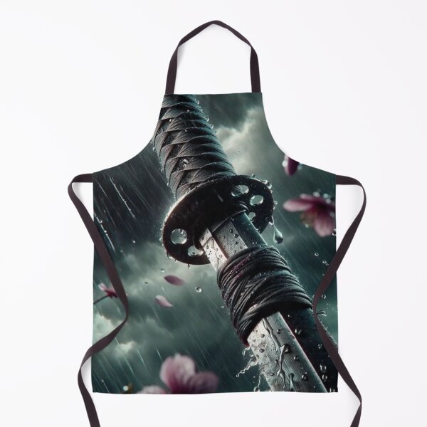 Item preview, Japanese Katana Sword in Rain with Cherry Blossom Sakura designed and sold by LYAN-STORE.