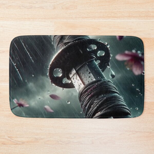 Item preview, Japanese Katana Sword in Rain with Cherry Blossom Sakura designed and sold by LYAN-STORE.