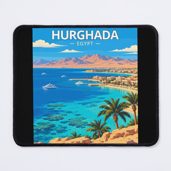 Item preview, Hurghada in Egypt, Vintage Art Travel Landscape designed and sold by MaateoDesign.