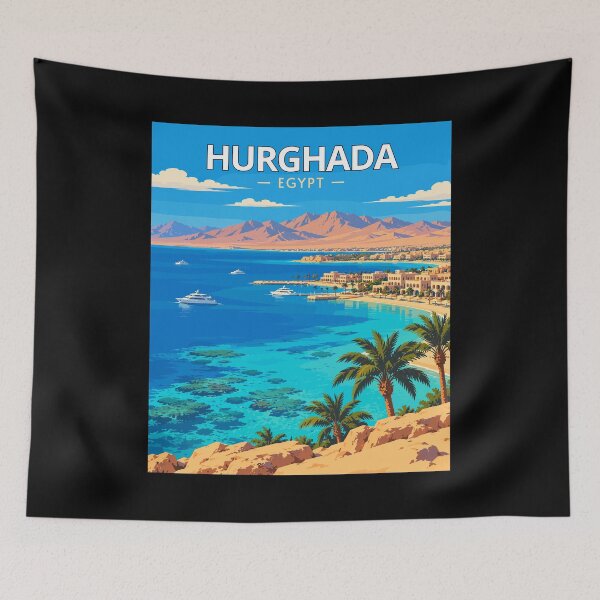 Item preview, Hurghada in Egypt, Vintage Art Travel Landscape designed and sold by MaateoDesign.