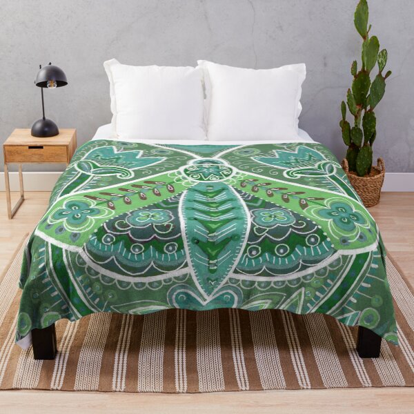 Item preview, Green Moth and Tulips, Boho Folk Art designed and sold by Fani*.