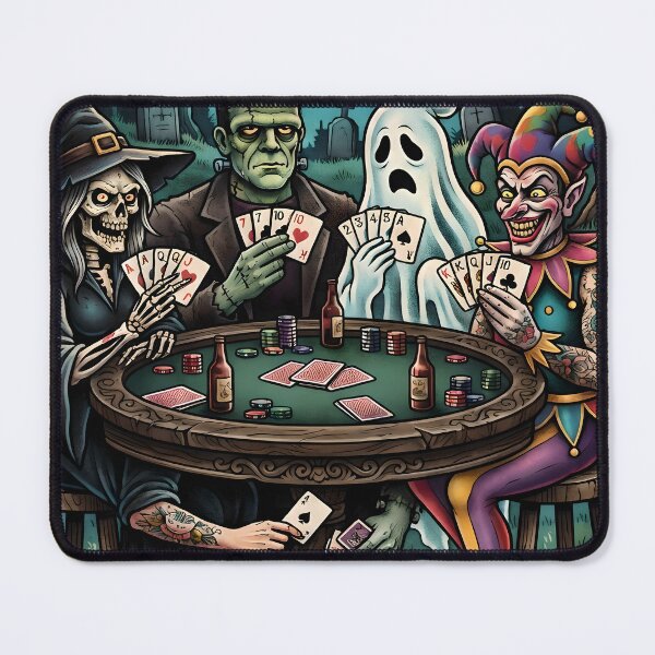 Item preview, Halloween Poker Night Spooky Graveyard Monsters Playing Card Game Art designed and sold by BrainConstip.
