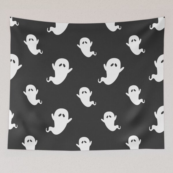 Item preview, Cute Floating Ghosts Black and White Halloween Pattern designed and sold by VibnWalls.