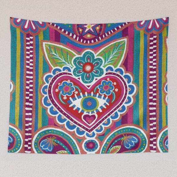 Item preview, Red and Teal Evil Eye Sacred Heart designed and sold by Fani*.