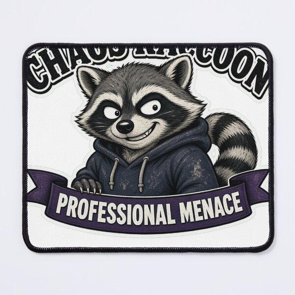 Item preview, Chaos Raccoon Professional Menace — Funny Animal Sticker Tee designed and sold by GSideArtStore.