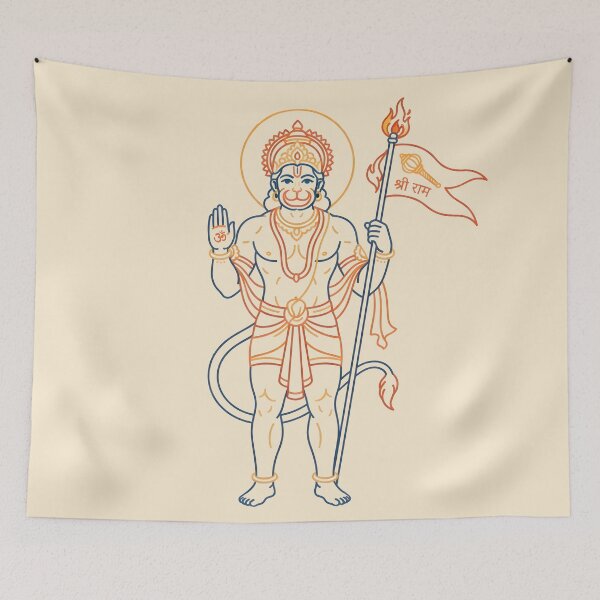 Item preview, Hanuman Minimal Line Art Ram Flag designed and sold by hutofdesigns.
