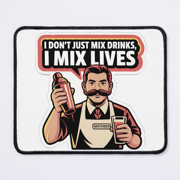 Item preview, Bartender Mixing Lives with Bold Confidence designed and sold by NiftyWrx.
