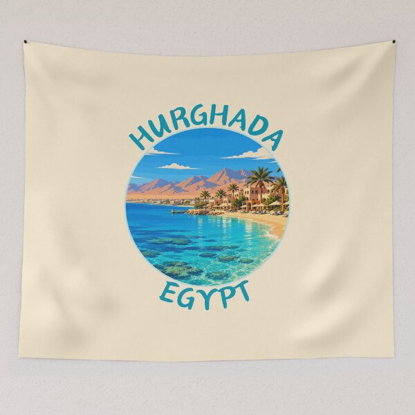 Item preview, Hurghada in Egypt, Retro Travel Art Circle Emblem designed and sold by MaateoDesign.