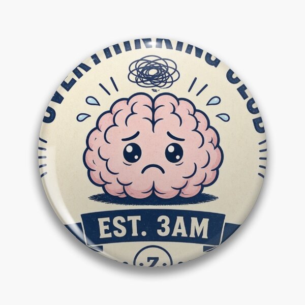 Item preview, Overthinking Club — Funny Anxiety Badge Tee designed and sold by GSideArtStore.