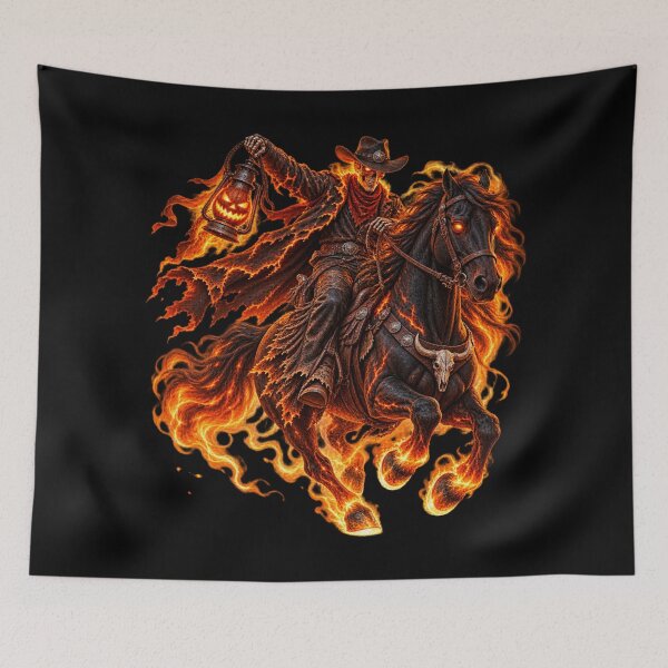 Item preview, Ghost Rider Cowboy – Scary Western Halloween Horse designed and sold by  QuarterHorseArt by Just my Studio.