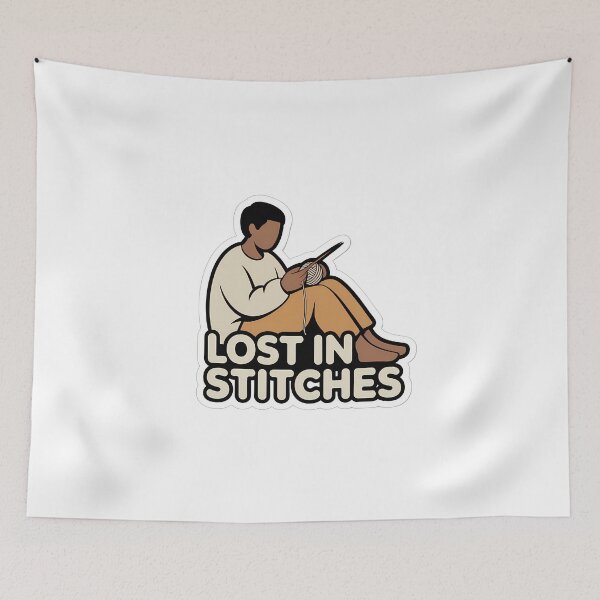 Item preview, Cozy Knitting Scene with 'Lost in Stitches' designed and sold by NiftyWrx.