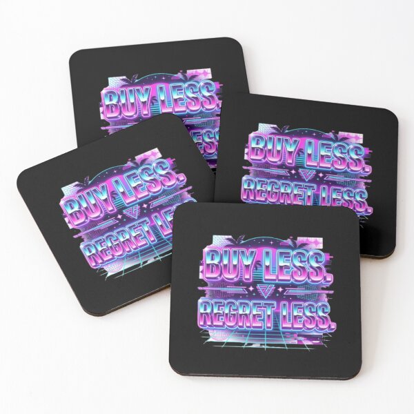 Item preview, Buy Less Regret Less Y2K Vaporwave Neon Typography Design designed and sold by AI-volution.