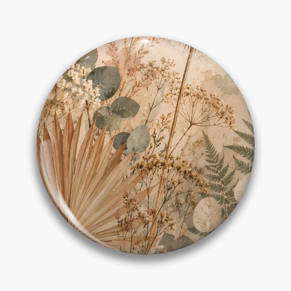 Item preview, Cottagecore Pressed Wildflower Botanical Collage Warm Beige designed and sold by Jozefin's Studio.