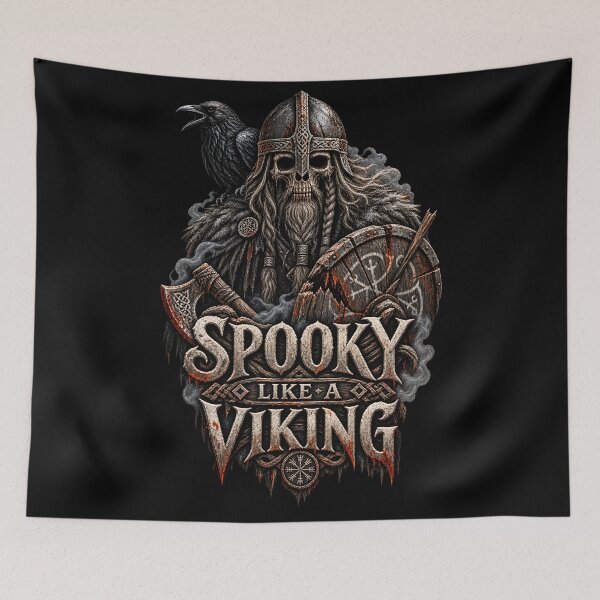 Item preview, Spooky Like a Viking – Halloween Norse Warrior Skull Art designed and sold by R3XFORGE.