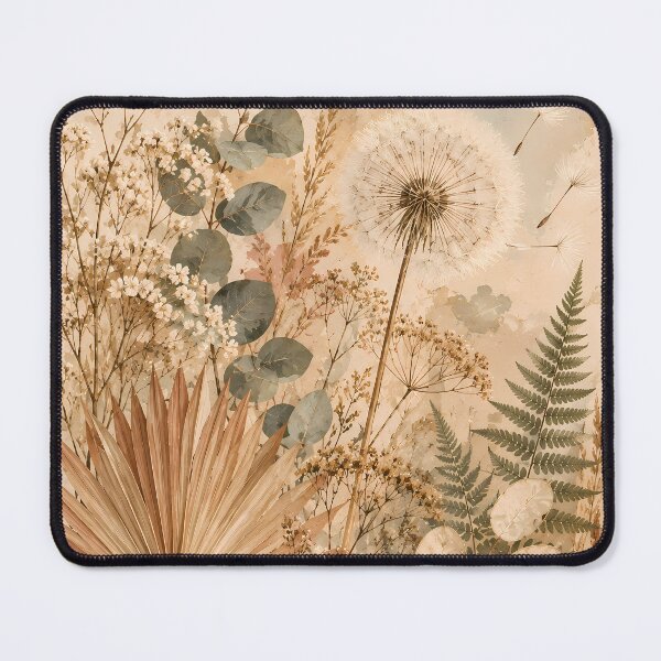 Item preview, Cottagecore Pressed Wildflower Botanical Collage Warm Beige designed and sold by Jozefin's Studio.