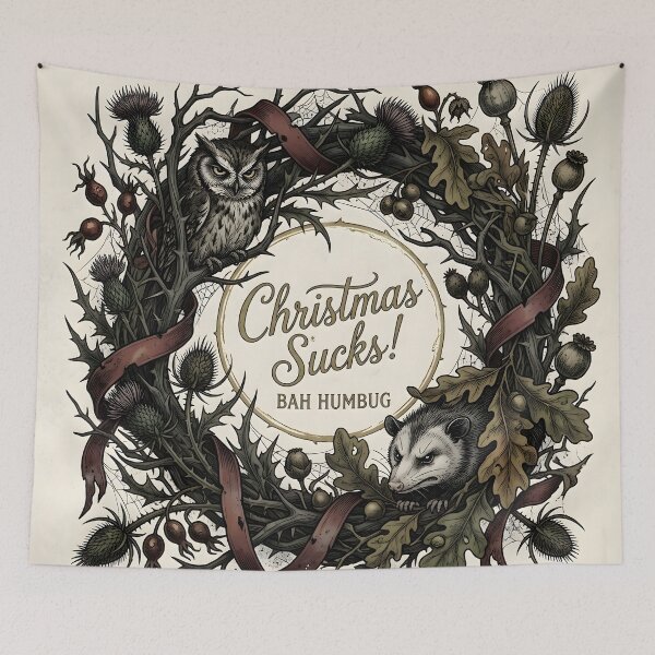 Item preview, Dark Gothic Christmas Sucks Wreath designed and sold by Sybille-Yates.