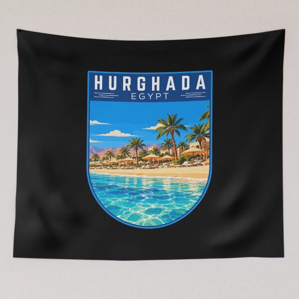 Item preview, Hurghada in Egypt, Vintage Travel Art Badge designed and sold by MaateoDesign.