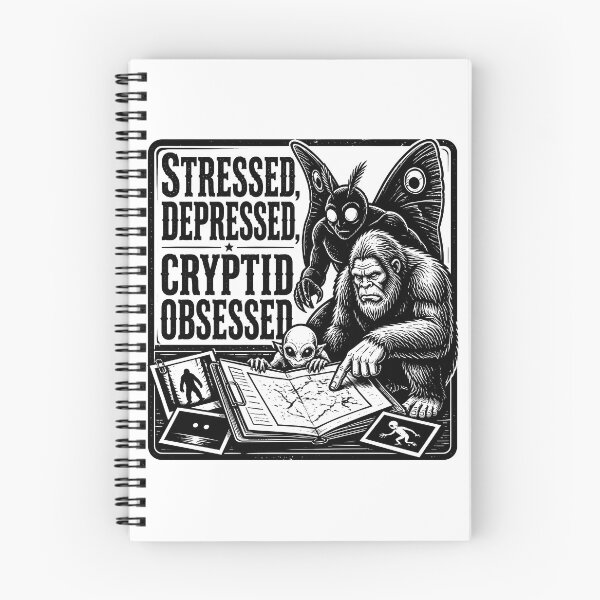 Item preview, Stressed Depressed Cryptid Obsessed Funny Mothman Bigfoot Art designed and sold by MagicTheDog.