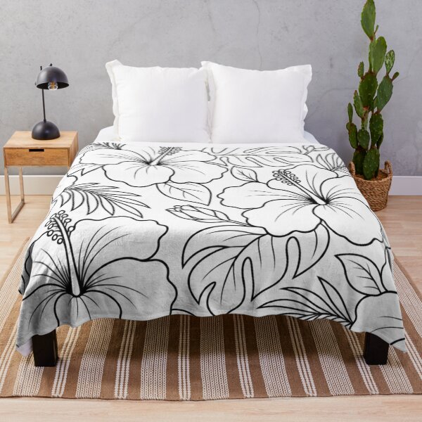 Item preview, Tropical Hibiscus Flowers in Elegant Line Art Pattern. designed and sold by MissYouONLY.