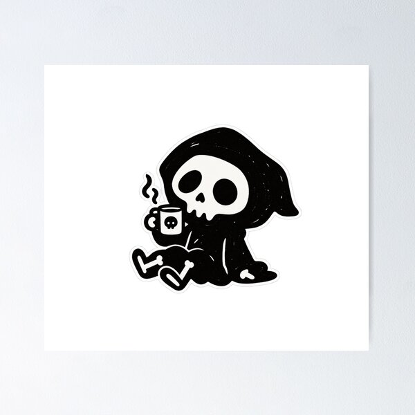 Item preview, Cute Skeleton Coffee Break designed and sold by Ashen Threads Studio.