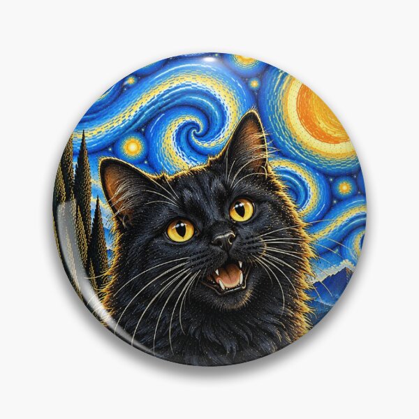 Item preview, Mystical Black Cat Starry Night Van Gogh designed and sold by legendaryskins.