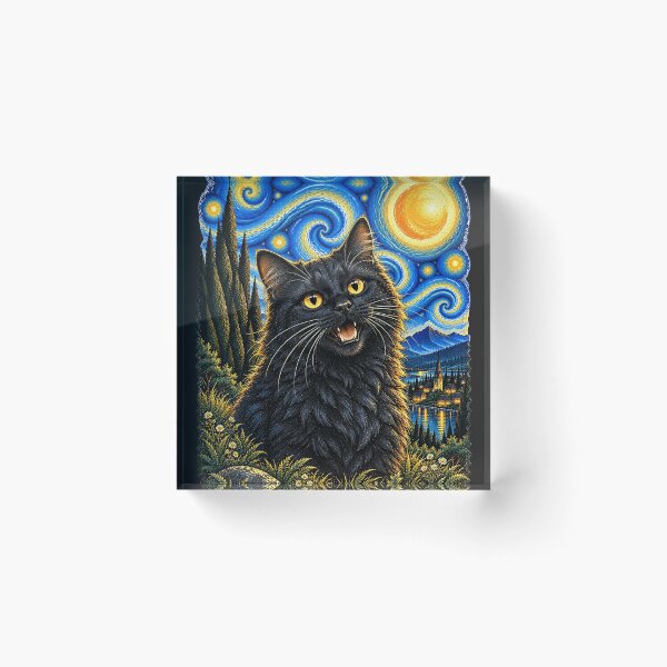 Item preview, Mystical Black Cat Starry Night Van Gogh designed and sold by legendaryskins.