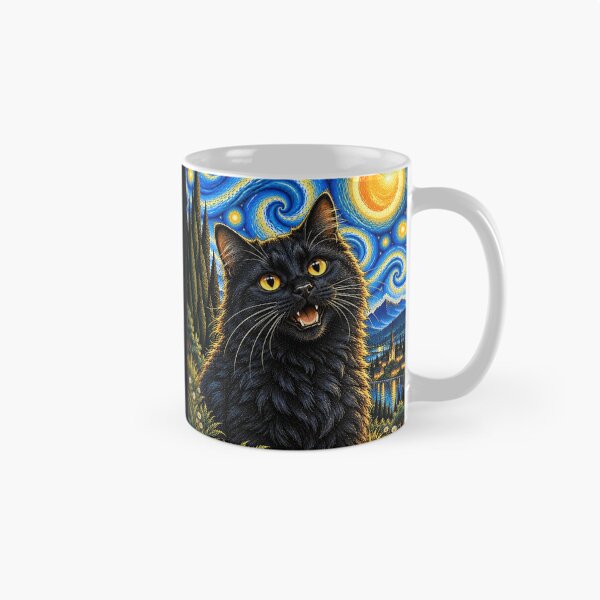 Item preview, Mystical Black Cat Starry Night Van Gogh designed and sold by legendaryskins.
