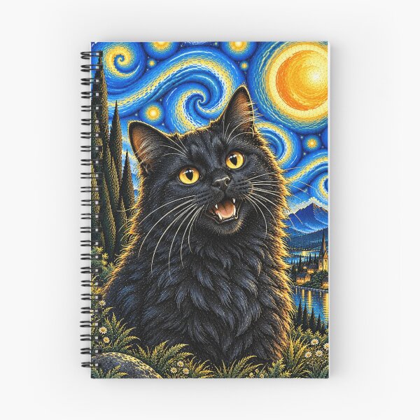 Item preview, Mystical Black Cat Starry Night Van Gogh designed and sold by legendaryskins.