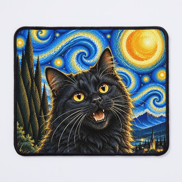 Item preview, Mystical Black Cat Starry Night Van Gogh designed and sold by legendaryskins.