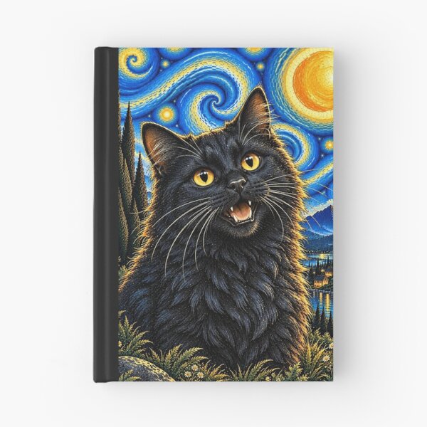 Item preview, Mystical Black Cat Starry Night Van Gogh designed and sold by legendaryskins.