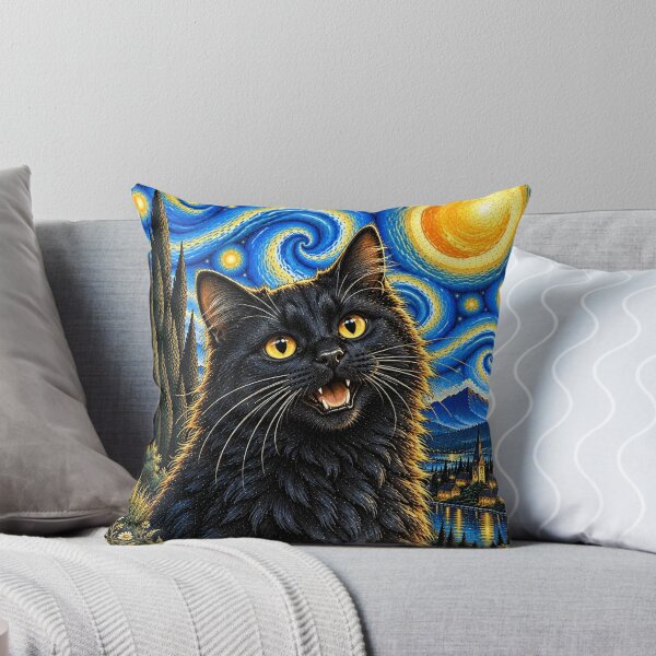 Item preview, Mystical Black Cat Starry Night Van Gogh designed and sold by legendaryskins.