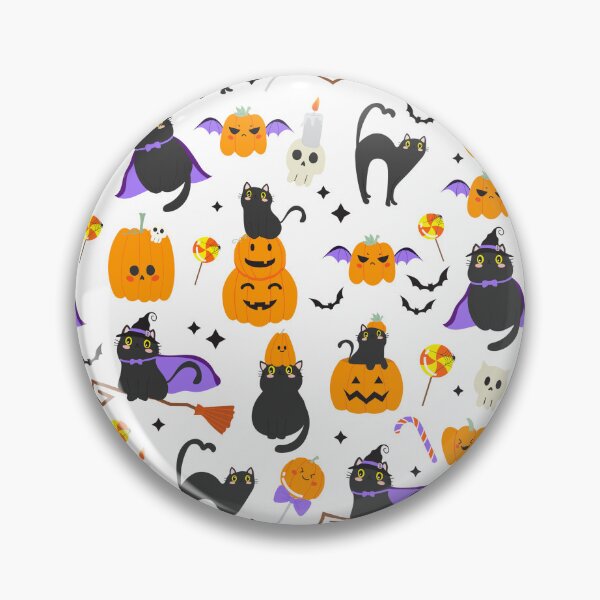 Item preview, Cute Black Cats & Pumpkins Halloween Pattern designed and sold by VibnWalls.