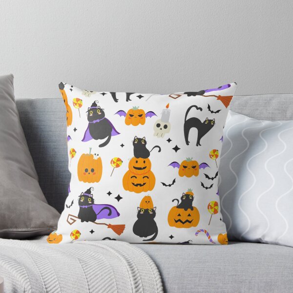 Item preview, Cute Black Cats & Pumpkins Halloween Pattern designed and sold by VibnWalls.