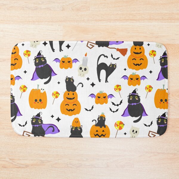 Item preview, Cute Black Cats & Pumpkins Halloween Pattern designed and sold by VibnWalls.