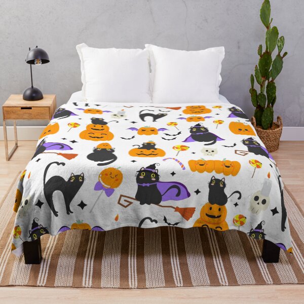 Item preview, Cute Black Cats & Pumpkins Halloween Pattern designed and sold by VibnWalls.