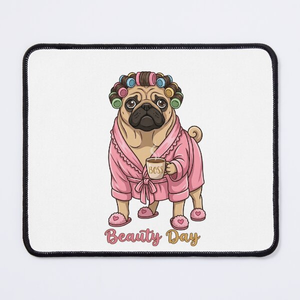 Item preview, Pug in a pink bathrobe on beauty day designed and sold by Angel & Mortimer .