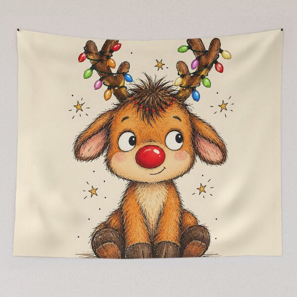 Item preview, Cute Reindeer with Christmas Lights Antlers designed and sold by Pure Craft.