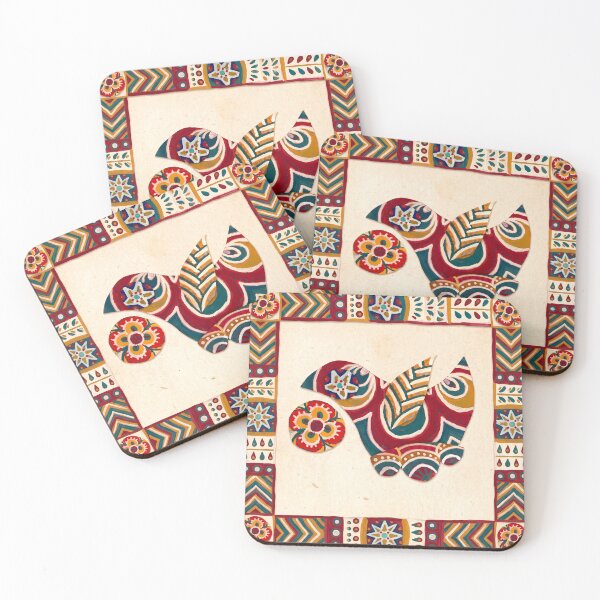 Item preview, Folk Art Bird with Floral Chevron Border designed and sold by Fani*.