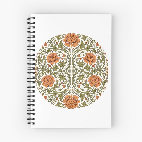 Item preview, Vintage Orange Peony Floral - Circular Botanical Damask Pattern designed and sold by Mittu96.