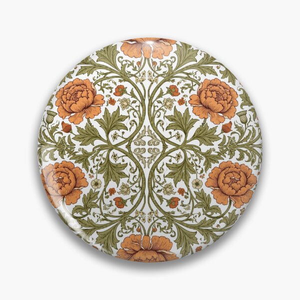 Item preview, Vintage Orange Peony Floral - Circular Botanical Damask Pattern designed and sold by Mittu96.
