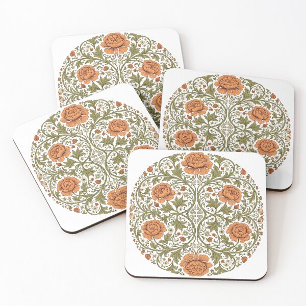 Item preview, Vintage Orange Peony Floral - Circular Botanical Damask Pattern designed and sold by Mittu96.