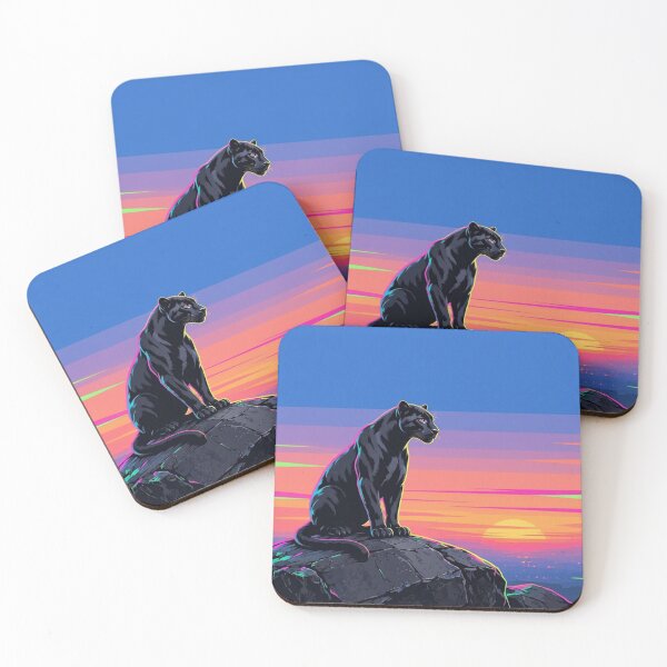 Item preview, Neon Black Panther – Retro Synthwave Sunset Illustration designed and sold by Dogandesighn.