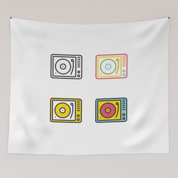Item preview, Retro turntable flat simple line icons set. designed and sold by Yury Velikanov.