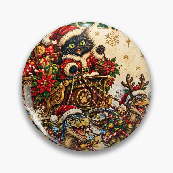 Item preview, Meowy Christmas Cat Santa Raptor Sleigh designed and sold by Pure Craft.