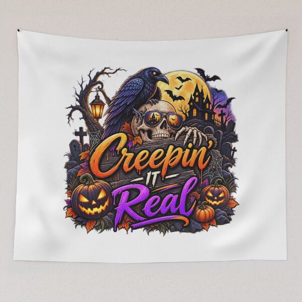 Item preview, Creepin’ It Real Halloween Raven & Skull designed and sold by J-CCreations.