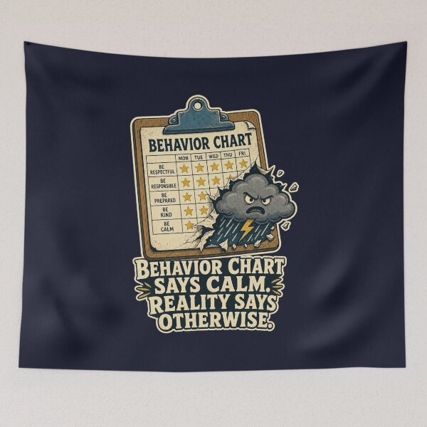 Item preview, Behavior Chart Says Calm Reality Says Otherwise Shirt, Funny Teacher T-Shirt, Classroom Management Humor Tee, Funny Teacher Gift Shirt, Vintage School Graphic designed and sold by TshirtsLabs.