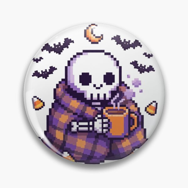 Item preview, Cozy Skeleton Cocoa Pixel Art Halloween designed and sold by Ebodega.